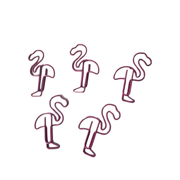 Fun Flamingo Paper Clips - Set of 5, Cute School Supplies in Pink - Picture 3 of 5